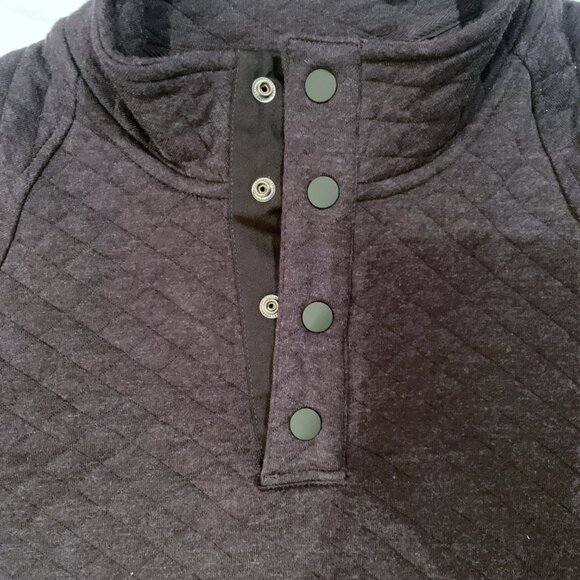 Eddie Bauer Sweater Henley Men's Large Diamond Black Pullover - Picture 5 of 9